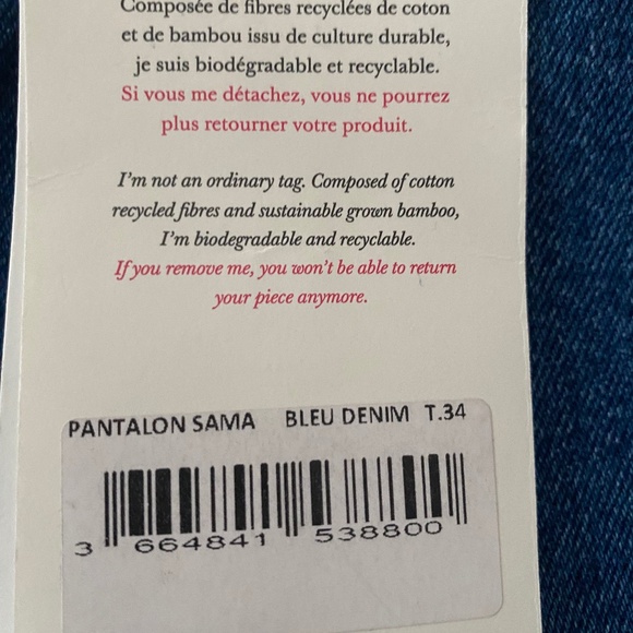 Sezane Sama Denim Trousers NWT (EU 34/US 2) - Picture 6 of 7